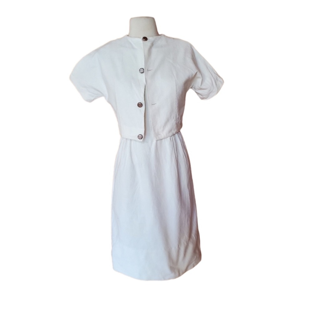 Vintage Unlabeled White, Linen Wiggle‎ Dress & Jac